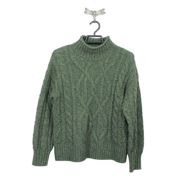 LL Bean 1912 Heritage Wool Blend Mock Neck Sweater Olive Size S Pet - Picture 1 of 11